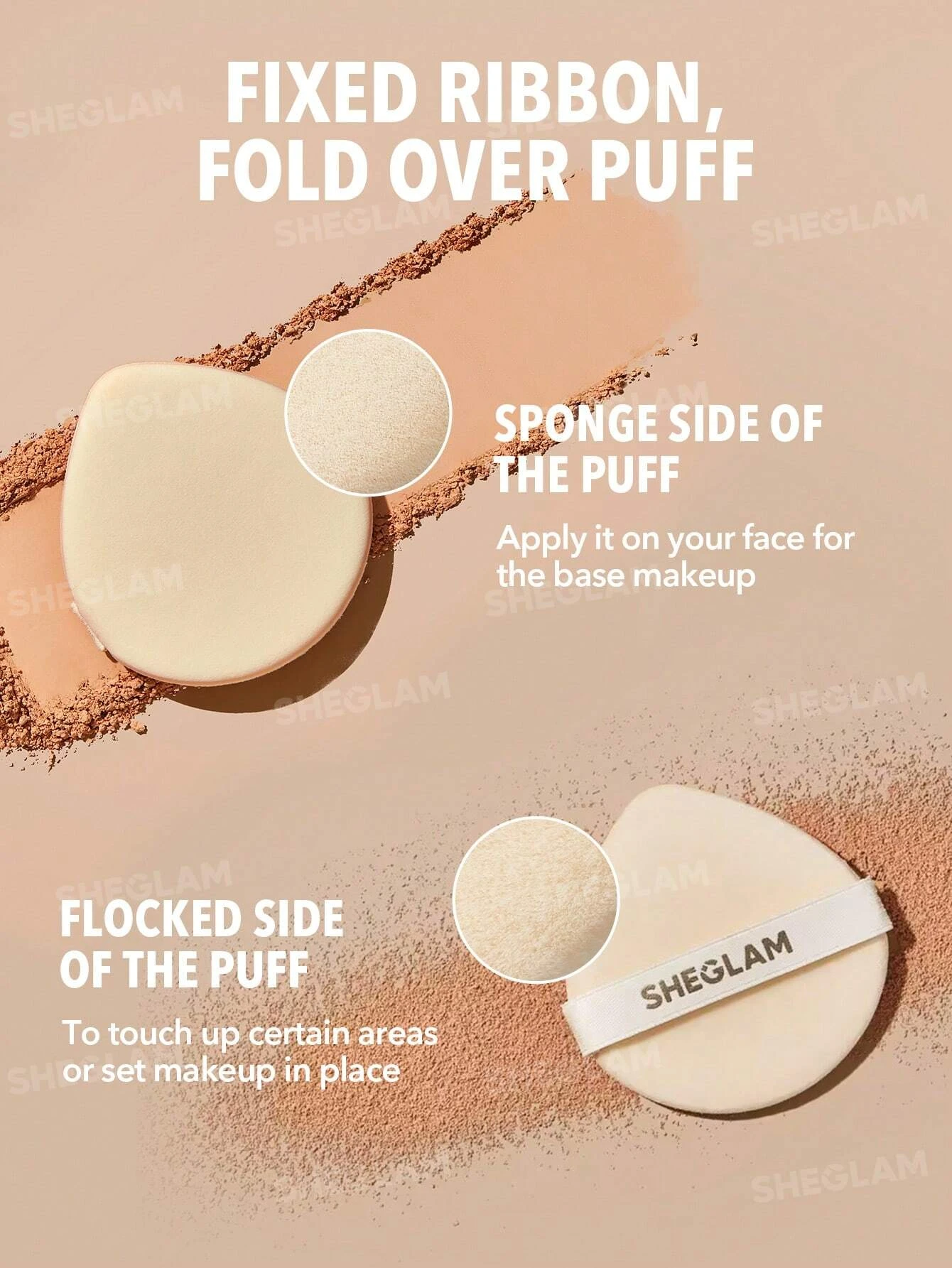 SHEGLAM بودرة أساس درجة رملي Skin-Focus High Coverage Powder Foundation-Sand 36 Shades Oil-Control Pore-Less Flawless Full Coverage Lightweight