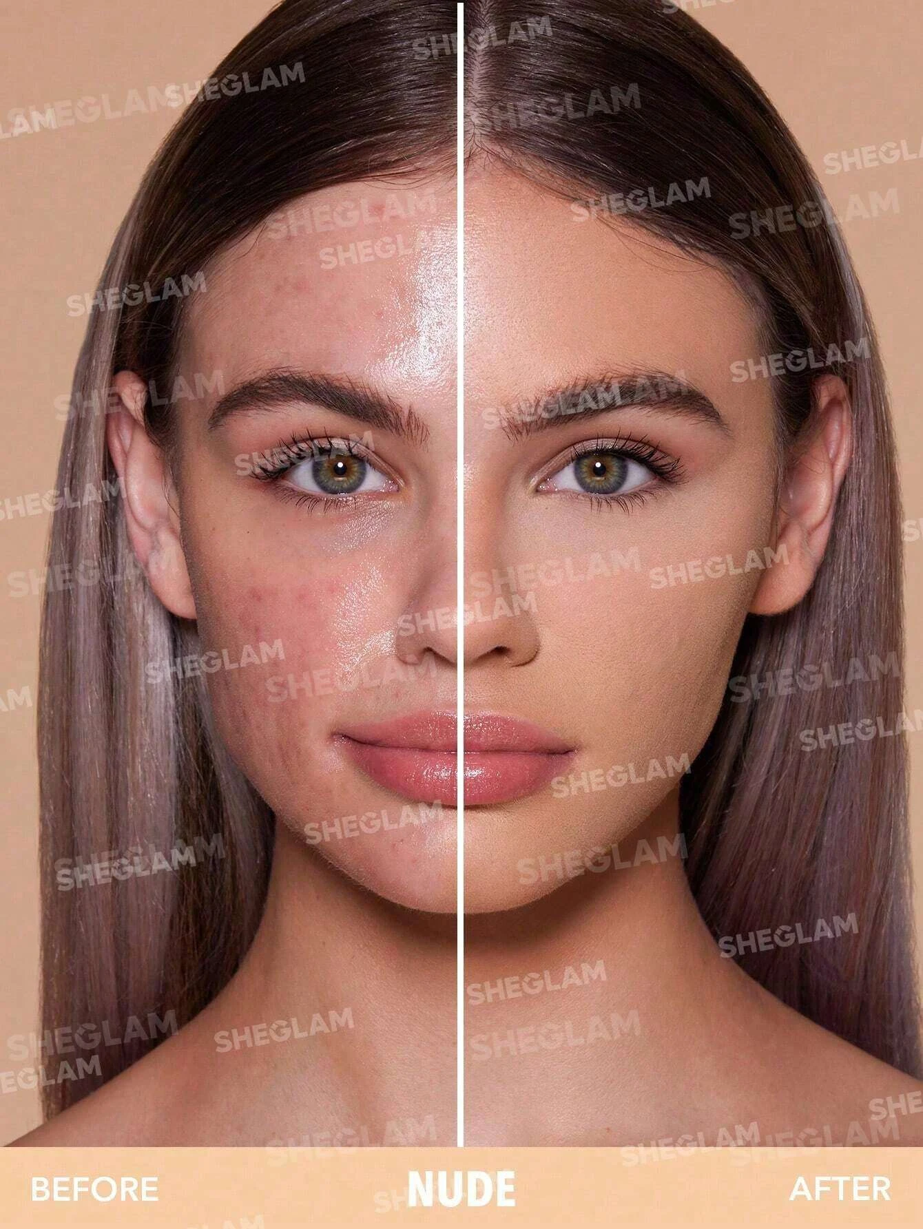 SHEGLAM بودرة أساس Skin-Focus عالية التغطية-لون طبيعي (لون البشرة - Nude)