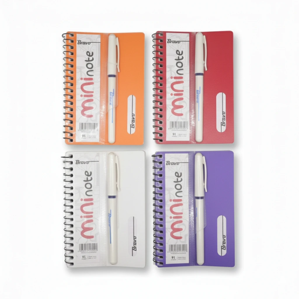 دفتر ملاحظات برافو ميني ملونة مع قلم - Bravo Mini Notes